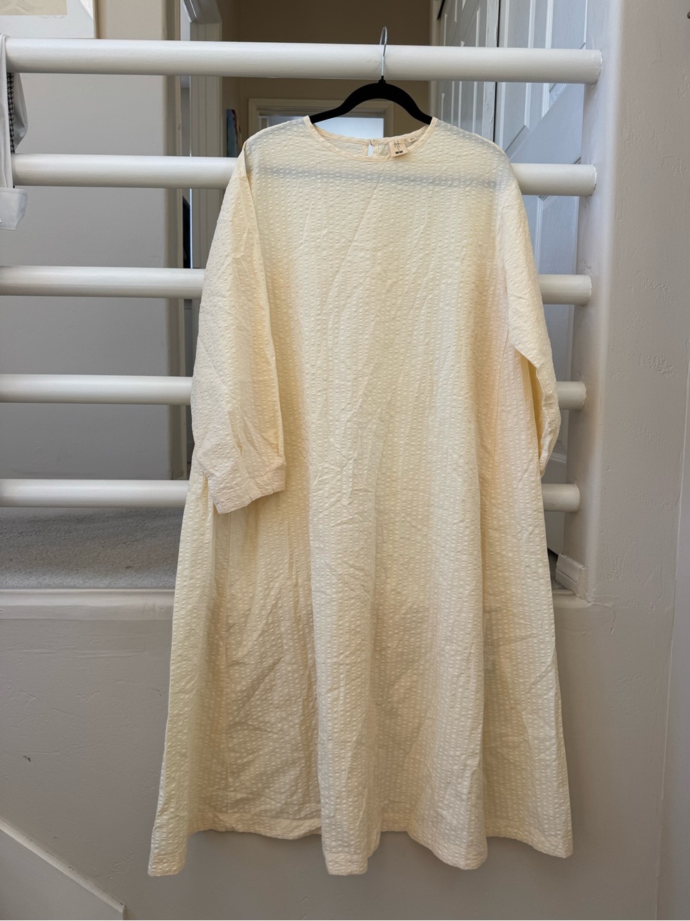 Uniqlo Cream Textured A-Line Maxi Dress